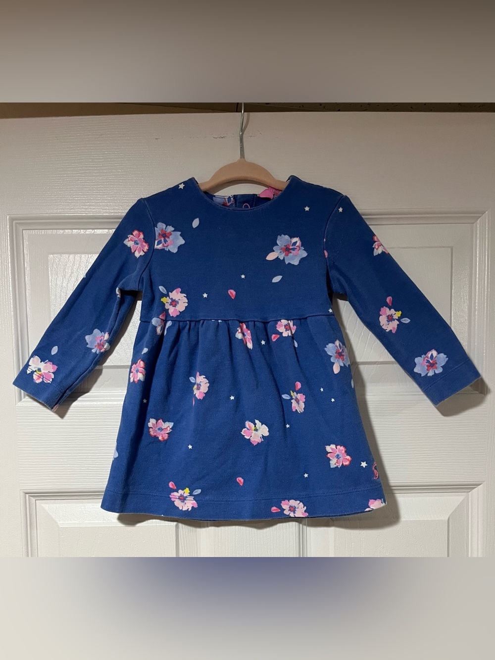 Joules Baby Dress 👗 blue with pink flowers 9-12m